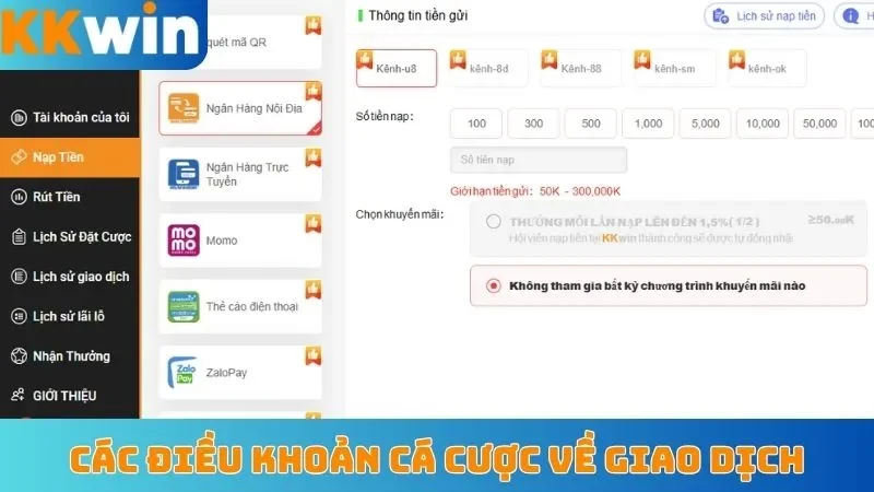 Các điều khoản cá cược về giao dịch